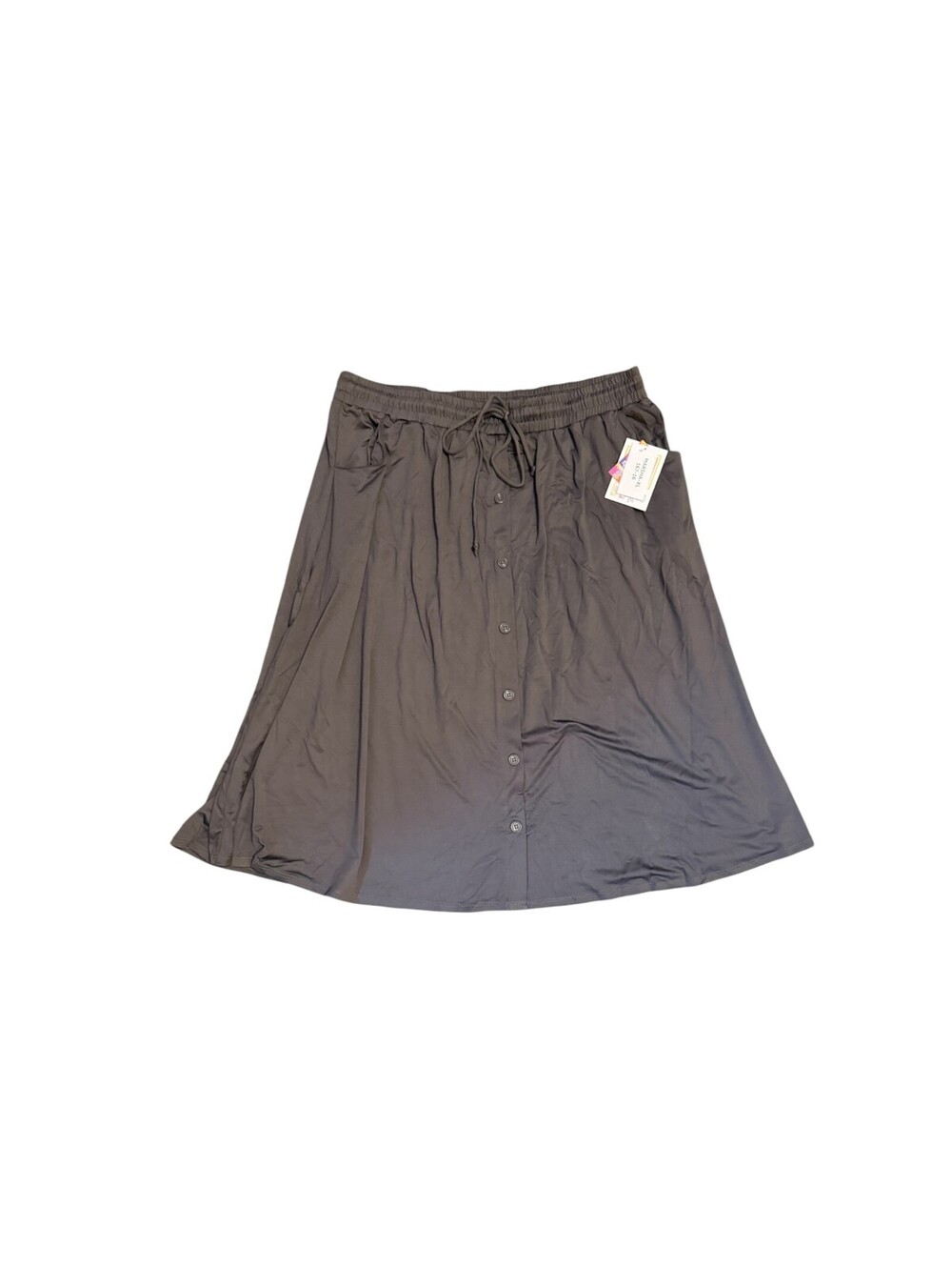 Lularoe-Gray Button-Front A-Line Skirt with Drawstring Waist-XL